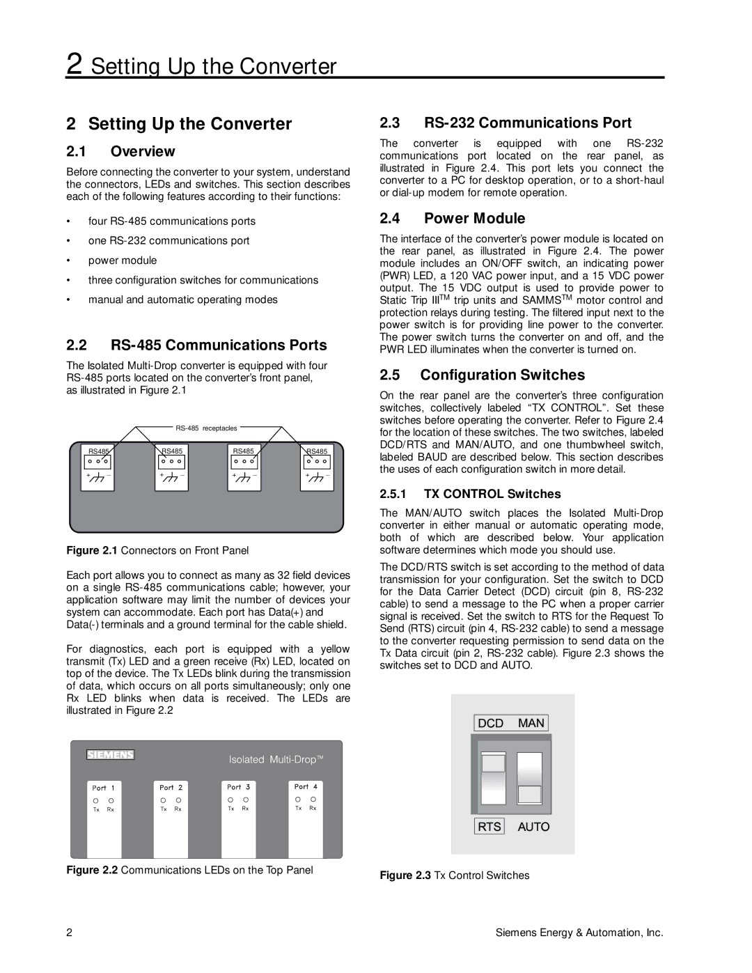 Siemens SG-6048-01 manual Setting Up the Converter 