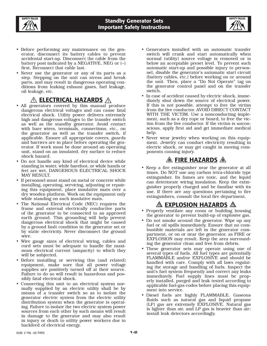 Siemens SG020 owner manual  Electrical Hazards  