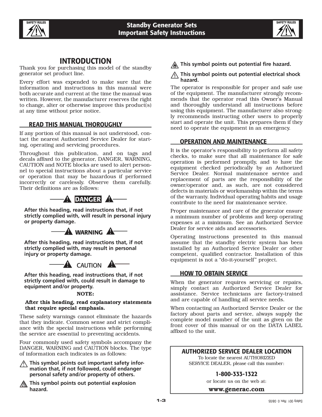 Siemens SG035 Introduction, ‹ Read this Manual Thoroughly, ‹ Operation and Maintenance, ‹ HOW to Obtain Service 