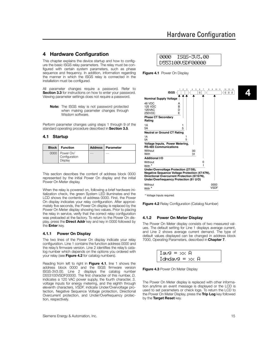 Siemens SG8158-00 manual Hardware Configuration, Startup 