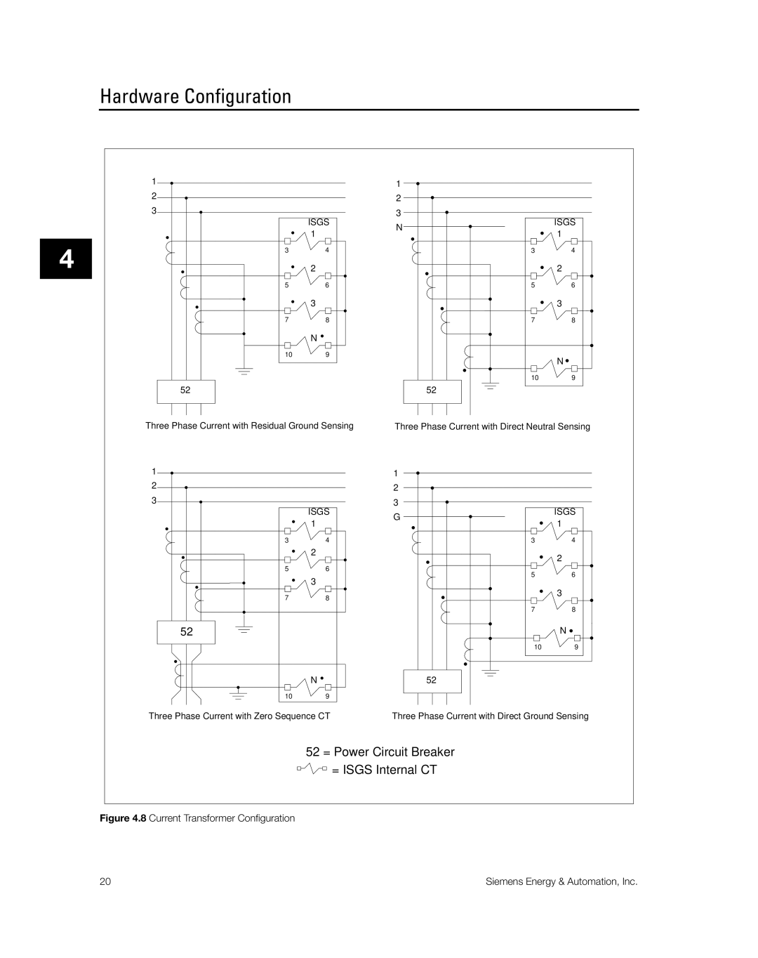 Siemens SG8158-00 manual 52 = Power Circuit Breaker = Isgs Internal CT 
