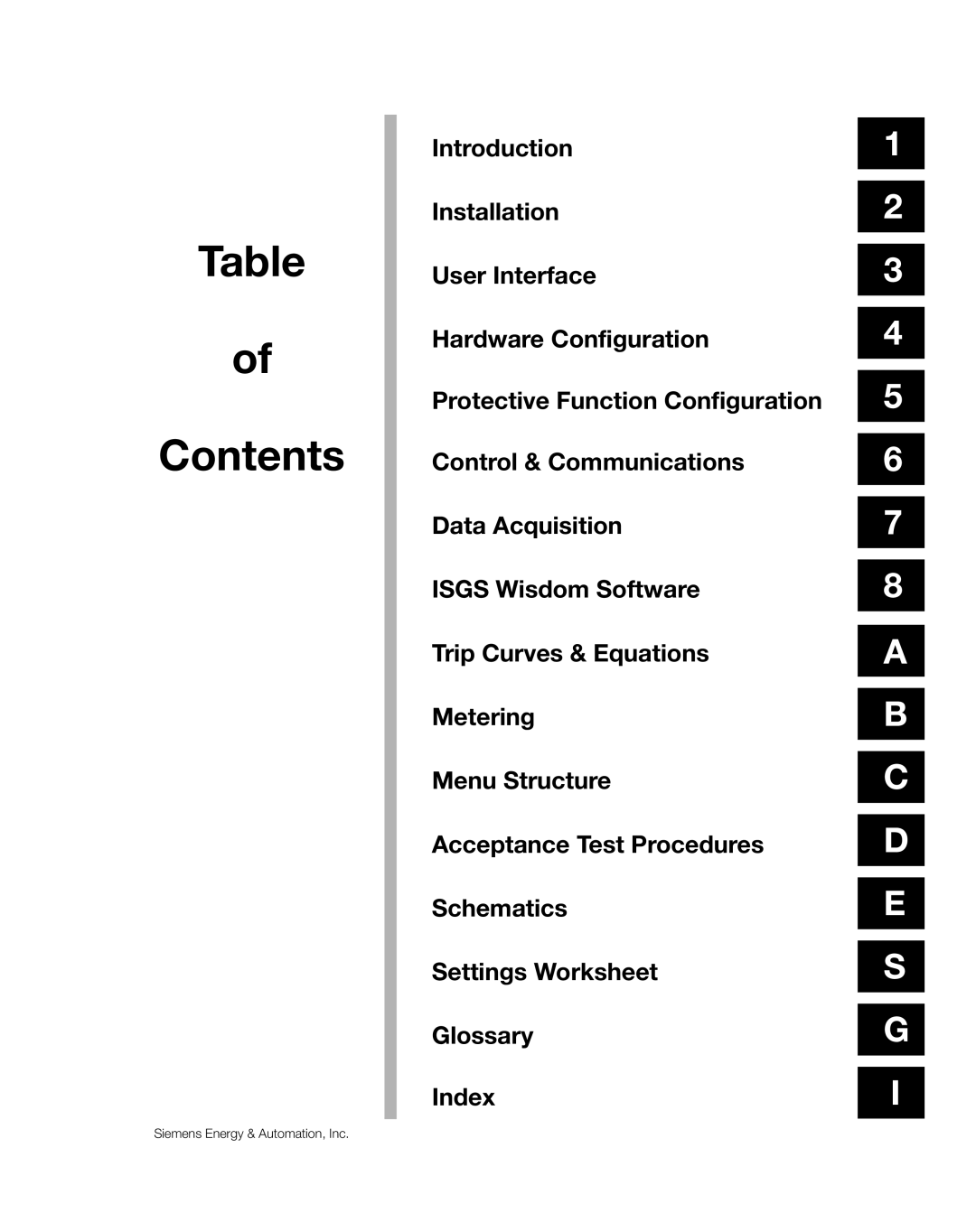 Siemens SG8158-00 manual Contents 