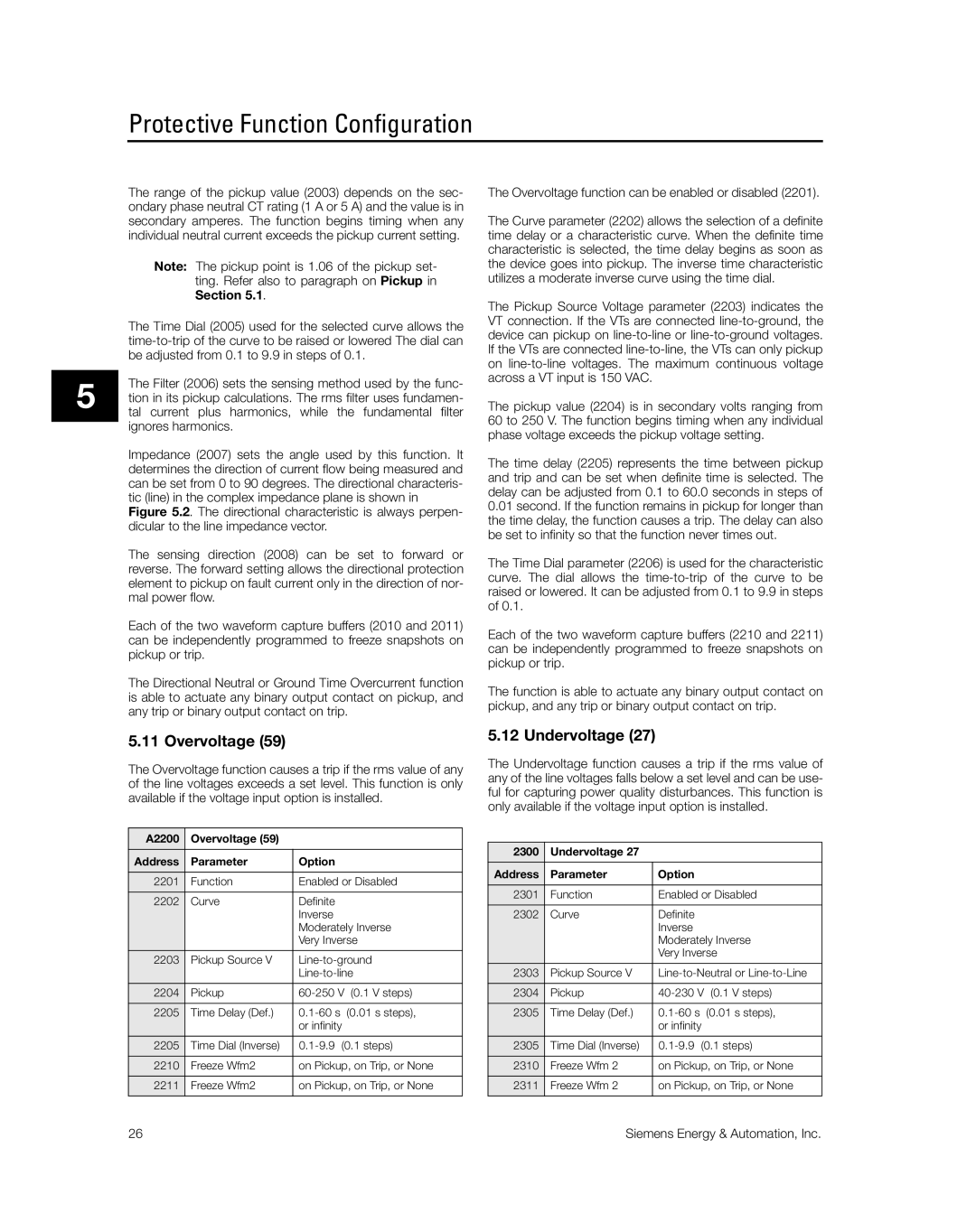 Siemens SG8158-00 manual Overvoltage, Undervoltage 