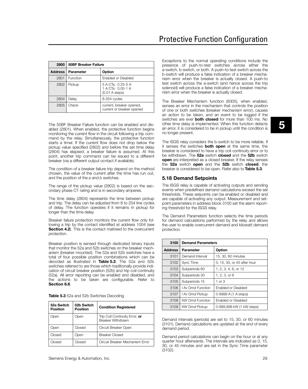 Siemens SG8158-00 manual Demand Setpoints 