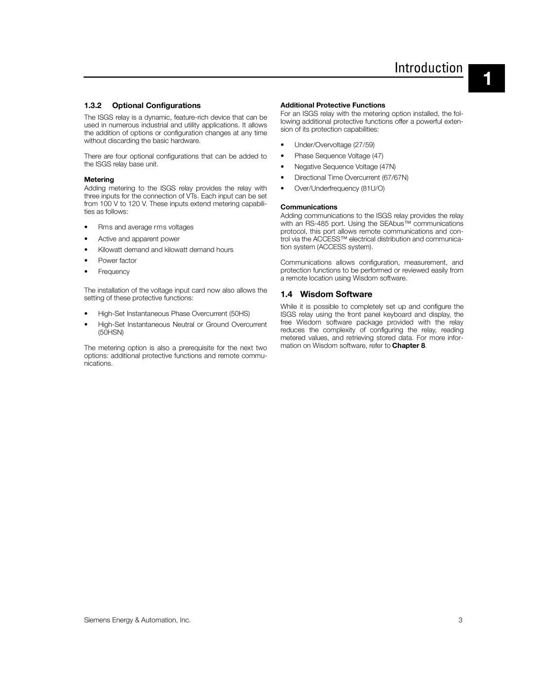 Siemens SG8158-00 manual Wisdom Software, Optional Configurations 