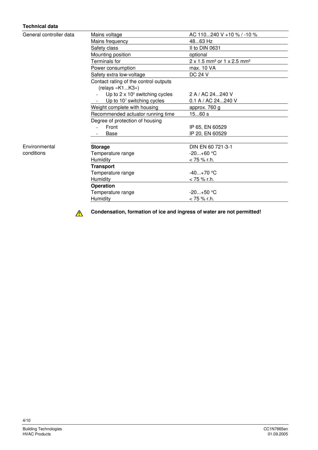 Siemens siemens compact universal controllers manual Technical data, Storage, Transport, Operation 