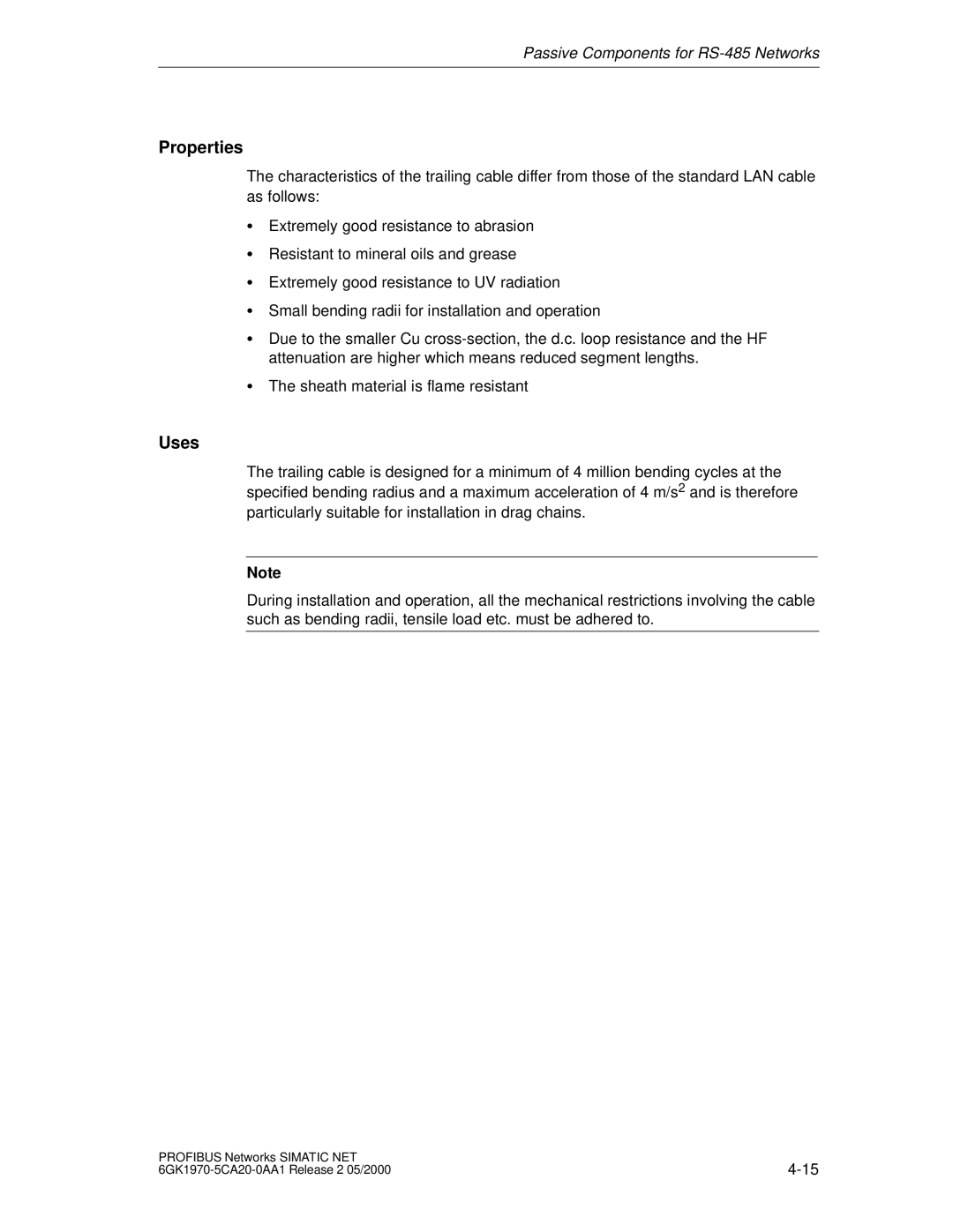 Siemens SIMATIC NET PROFIBUS manual Properties 