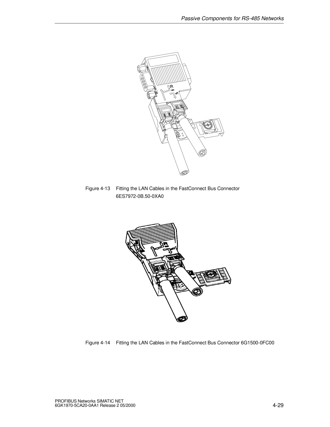 Siemens SIMATIC NET PROFIBUS manual Passive Components for RS-485 Networks 