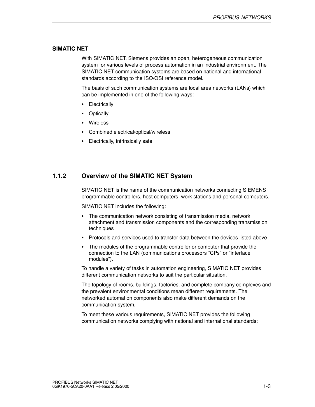 Siemens SIMATIC NET PROFIBUS manual Overview of the Simatic NET System 