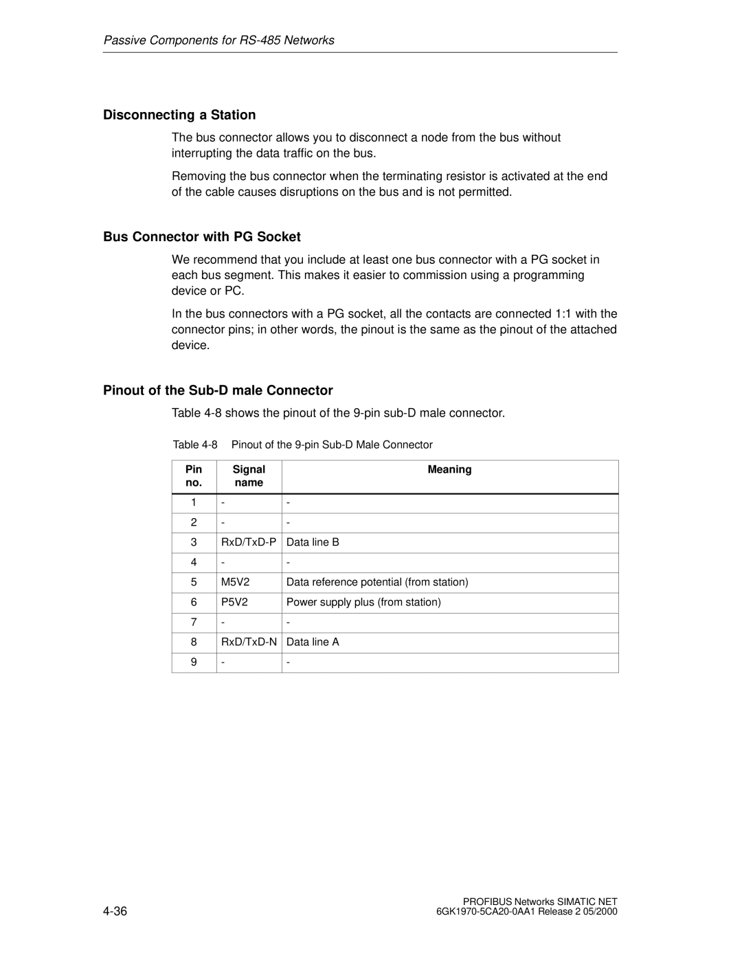 Siemens SIMATIC NET PROFIBUS manual Disconnecting a Station 