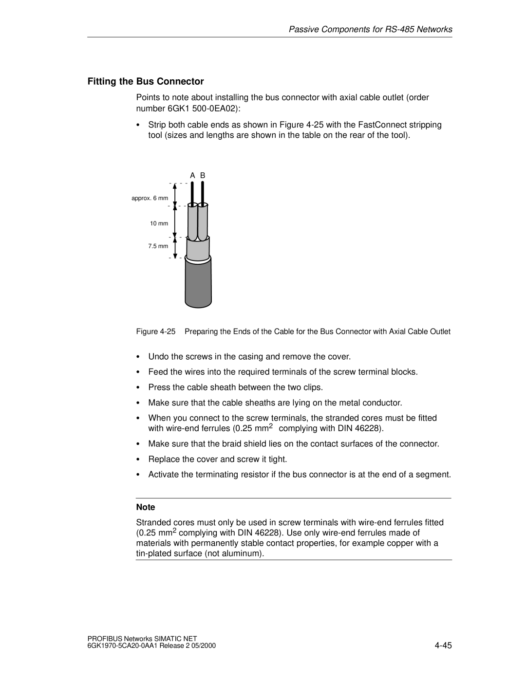 Siemens SIMATIC NET PROFIBUS manual Fitting the Bus Connector 