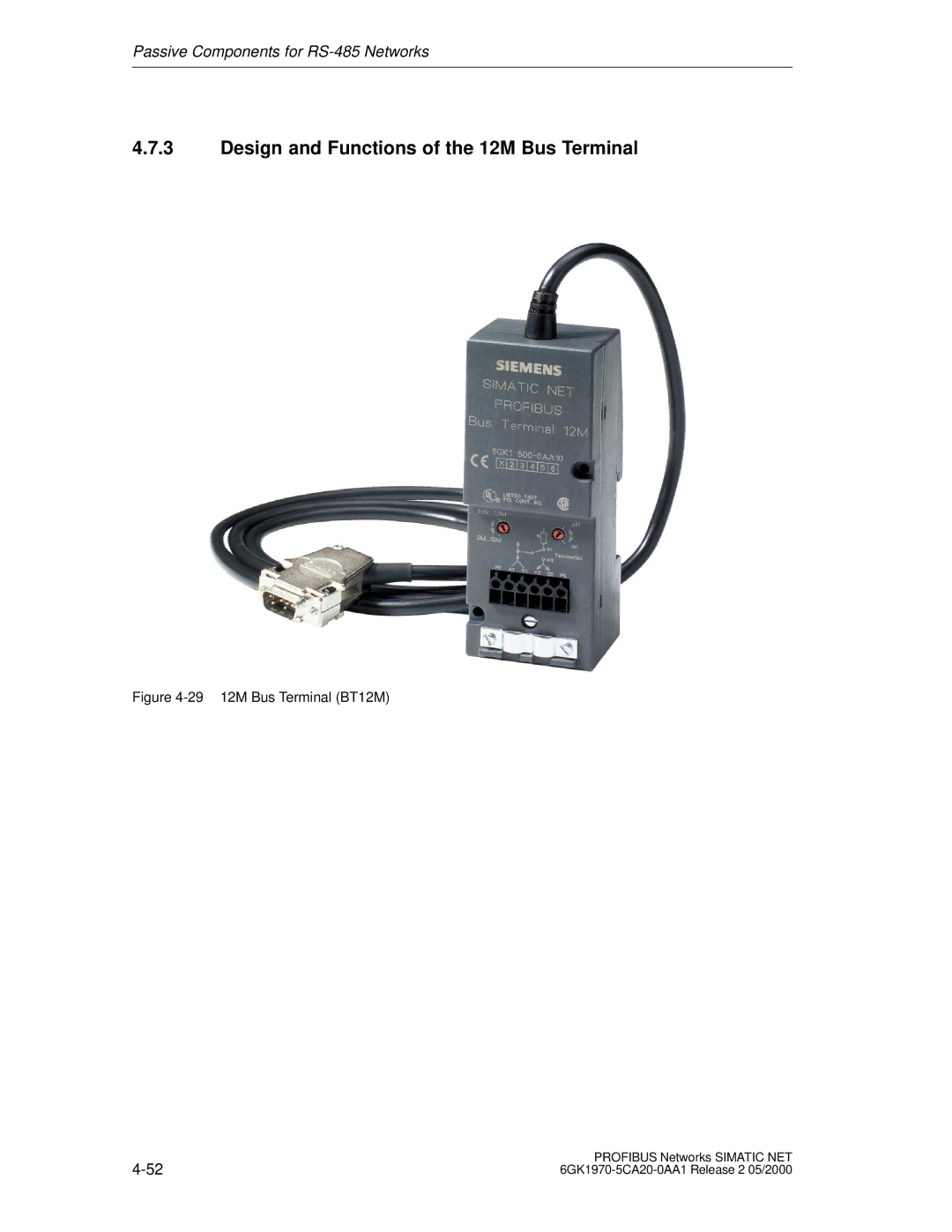 Siemens SIMATIC NET PROFIBUS manual Design and Functions of the 12M Bus Terminal, 29 12M Bus Terminal BT12M 