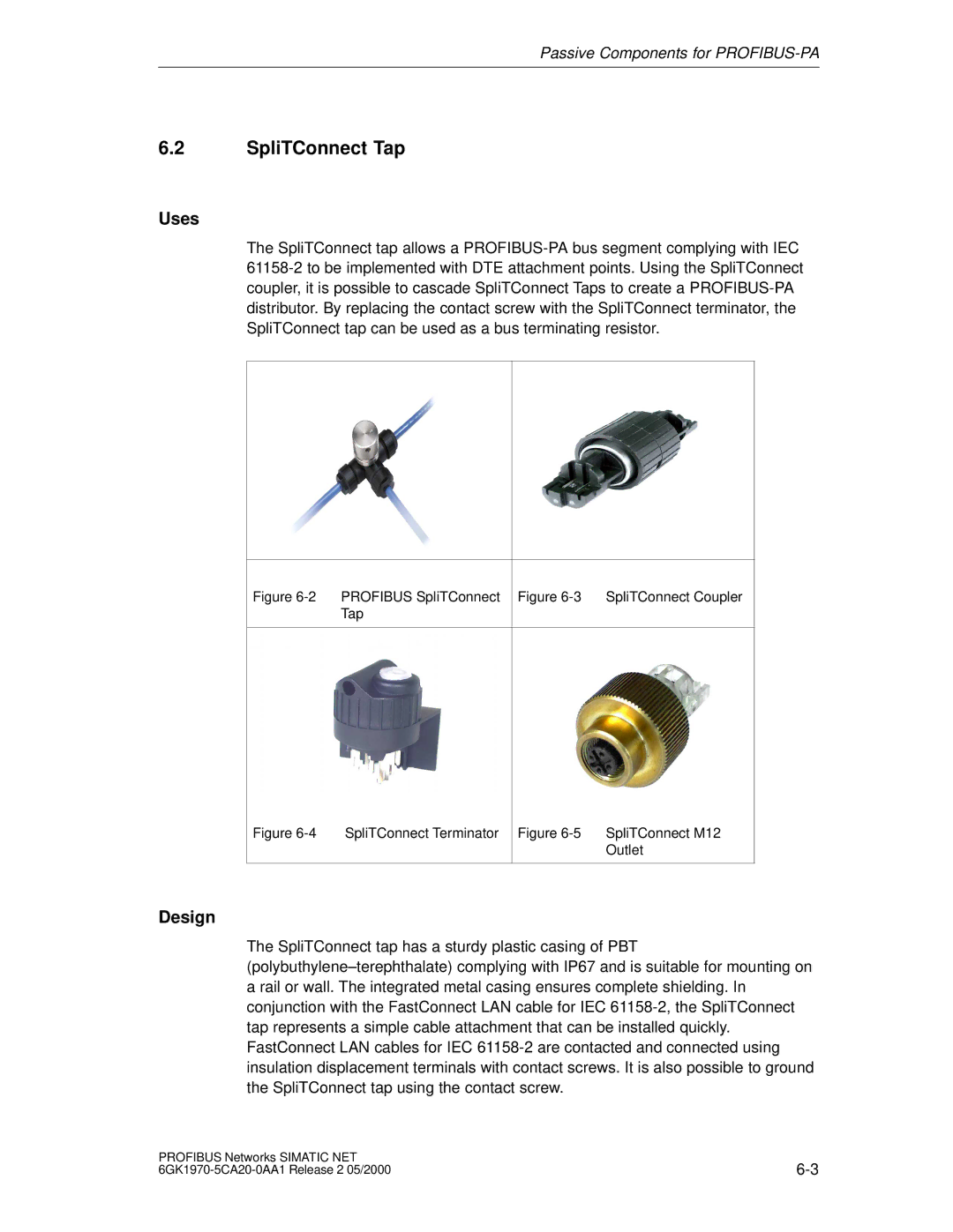 Siemens SIMATIC NET PROFIBUS manual SpliTConnect Tap, Design 