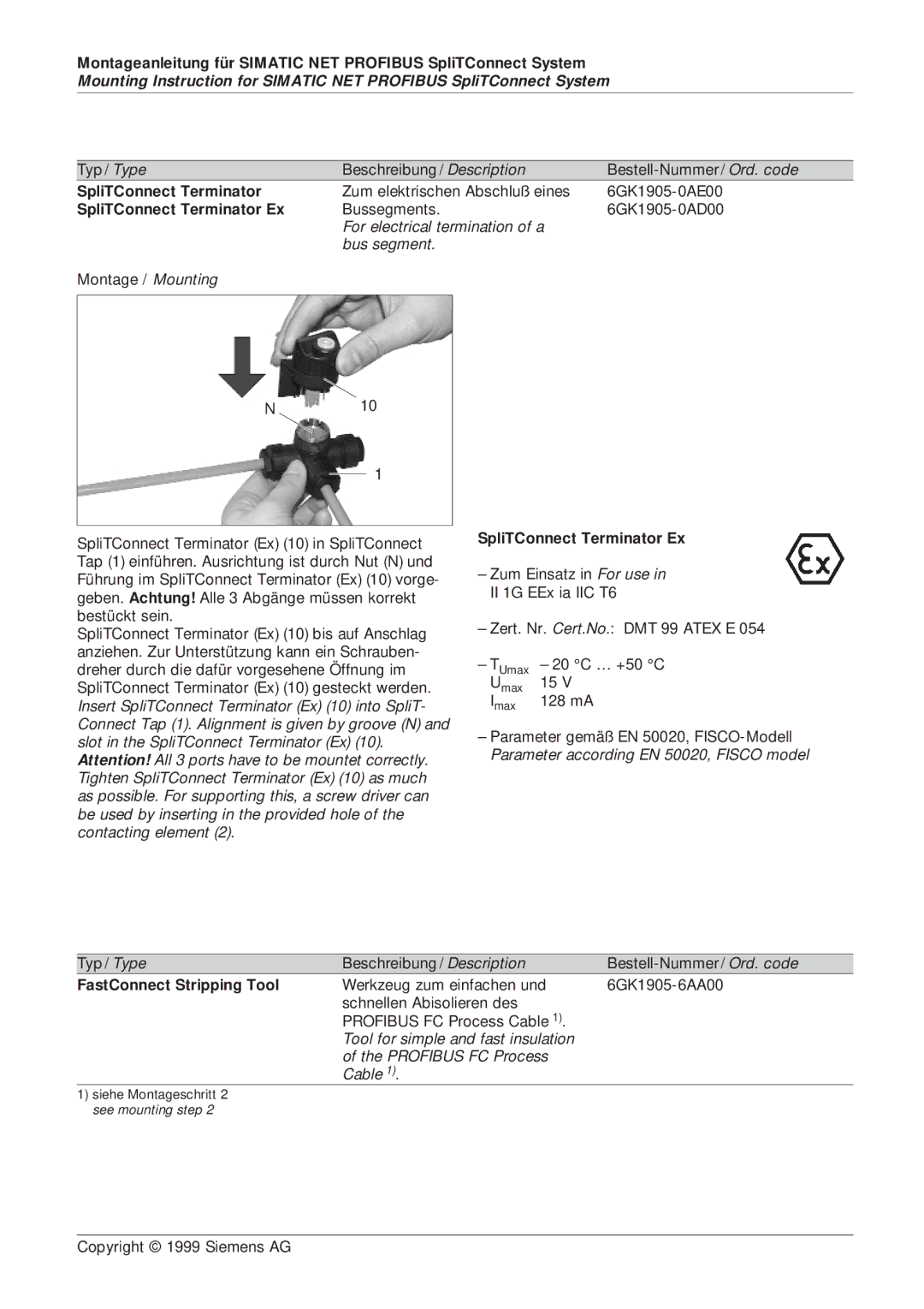 Siemens SIMATIC NET PROFIBUS manual SpliTConnect Terminator 