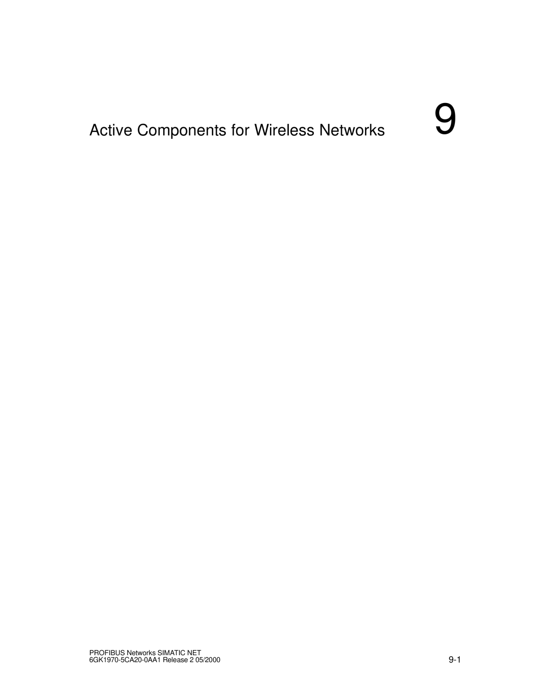 Siemens SIMATIC NET PROFIBUS manual Active Components for Wireless Networks 