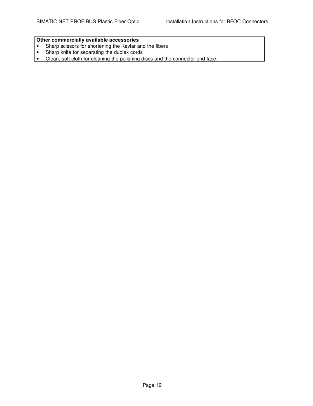 Siemens SIMATIC NET PROFIBUS manual Other commercially available accessories 