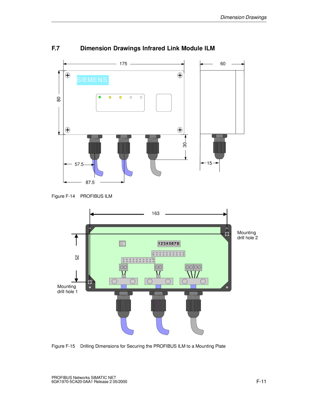 Siemens SIMATIC NET PROFIBUS manual Dimension Drawings Infrared Link Module ILM, Sieme N S 