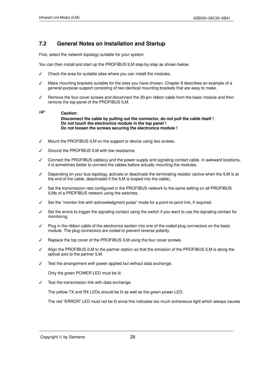 Siemens SIMATIC NET PROFIBUS manual General Notes on Installation and Startup 