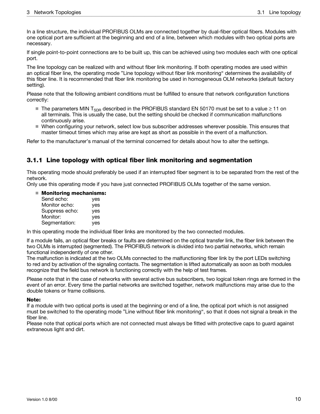 Siemens SIMATIC NET PROFIBUS manual  Monitoring mechanisms 