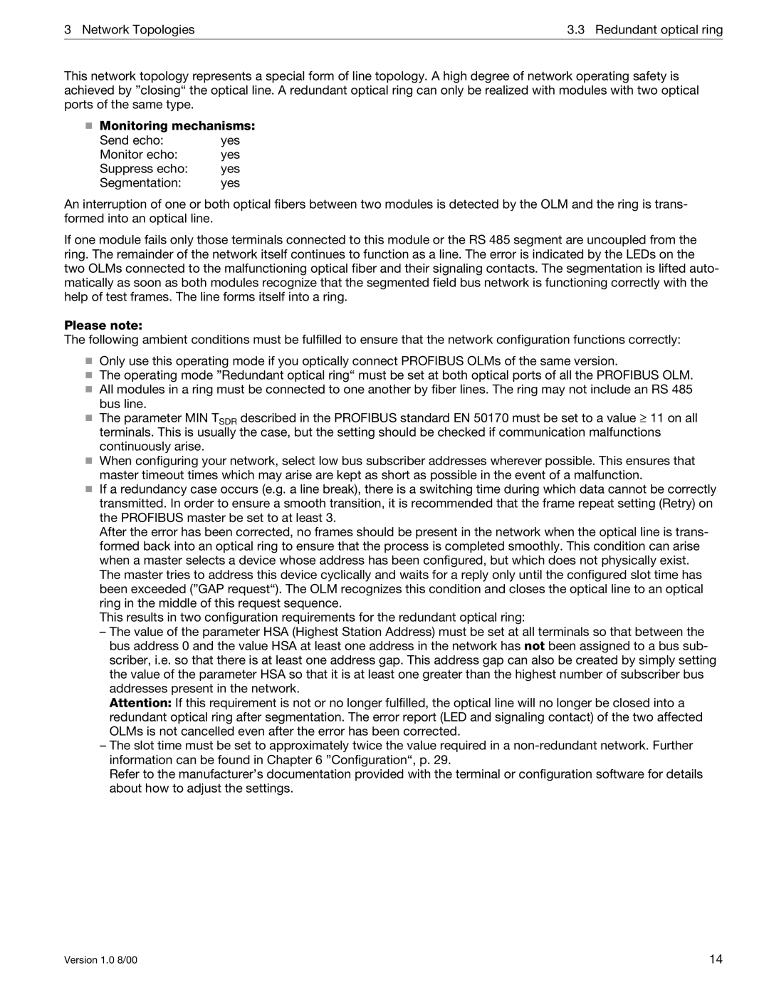 Siemens SIMATIC NET PROFIBUS manual  Monitoring mechanisms 