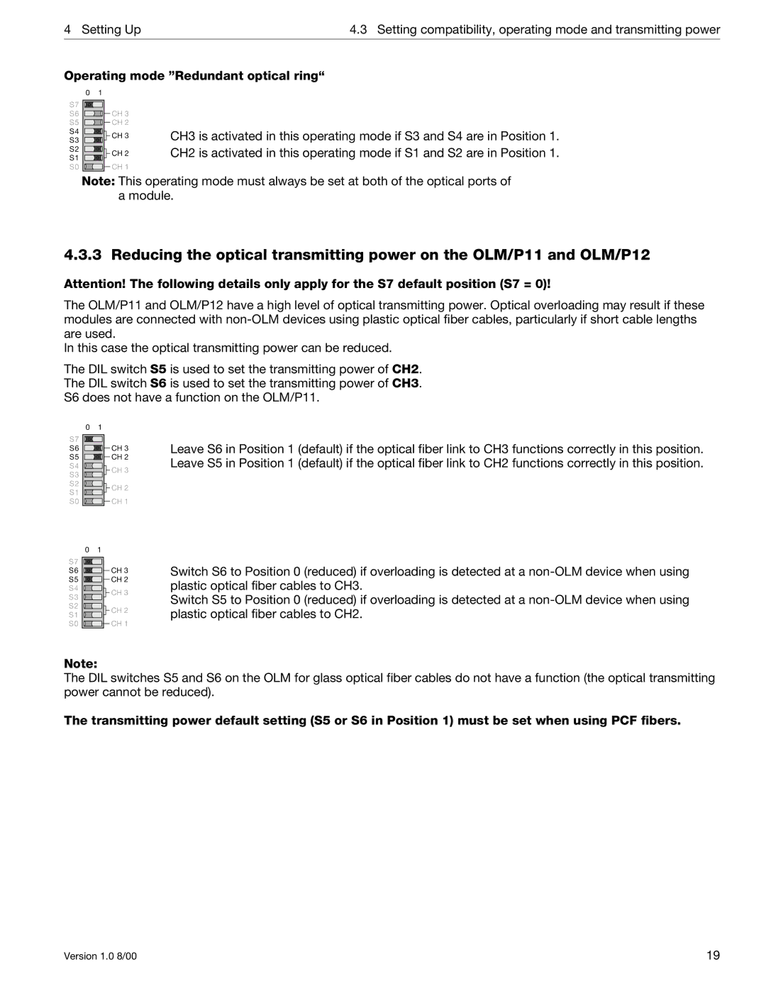 Siemens SIMATIC NET PROFIBUS manual Operating mode Redundant optical ring 