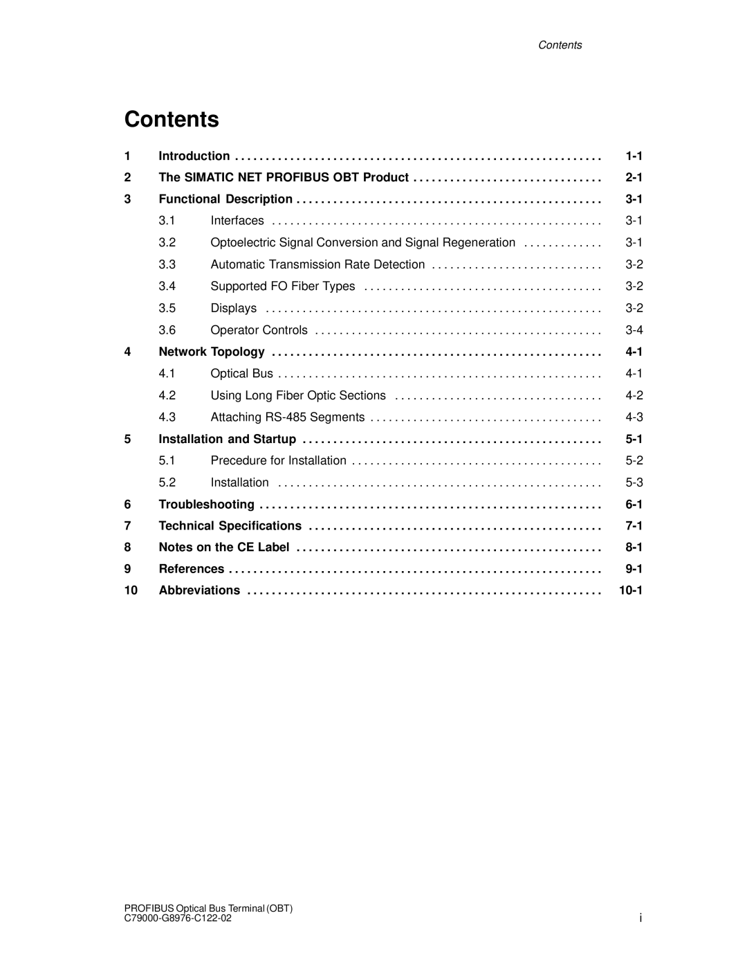 Siemens SIMATIC NET PROFIBUS manual 10-1, Network Topology, Installation and Startup 