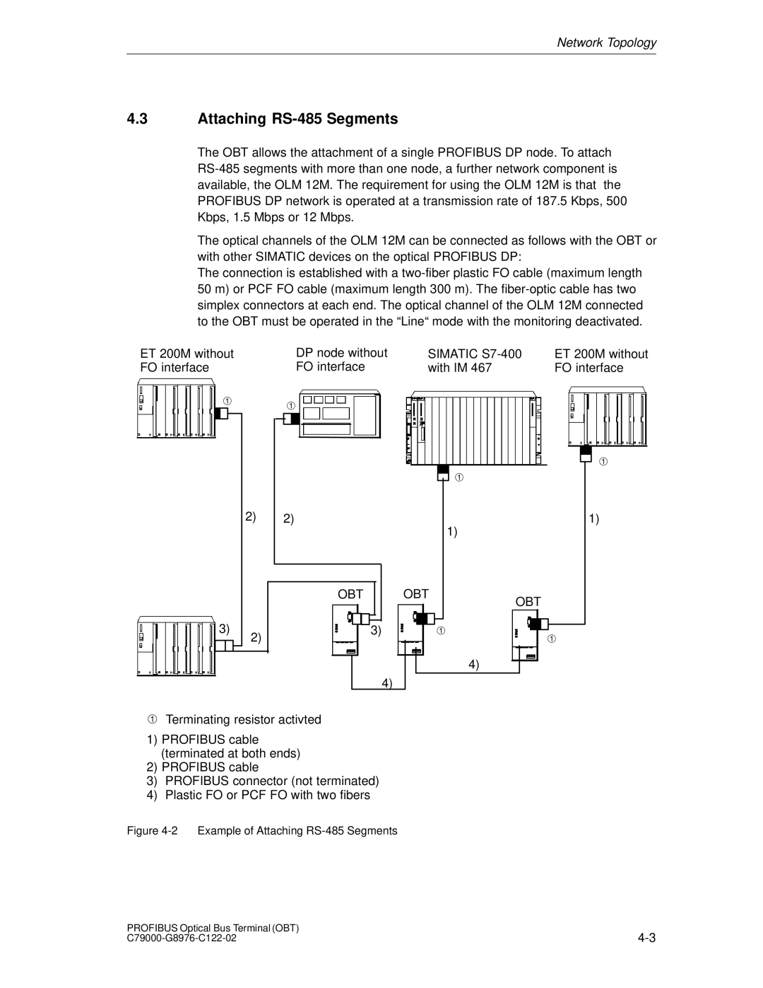 Siemens SIMATIC NET PROFIBUS manual Example of Attaching RS-485 Segments 