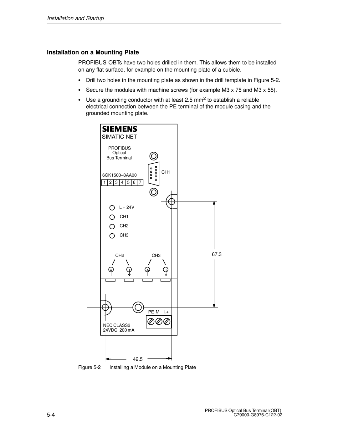 Siemens SIMATIC NET PROFIBUS manual Installation on a Mounting Plate, Installing a Module on a Mounting Plate 