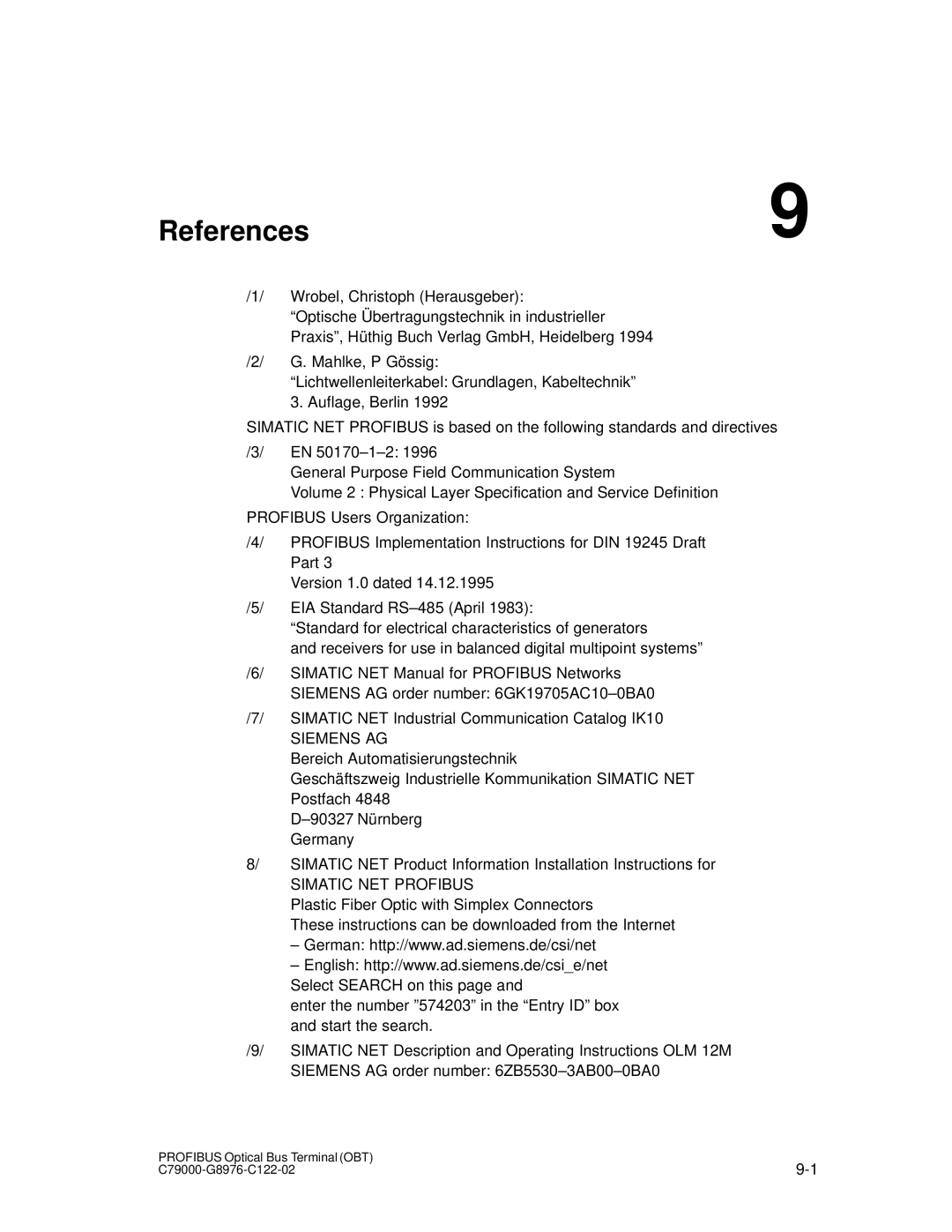 Siemens SIMATIC NET PROFIBUS manual References, Siemens AG 