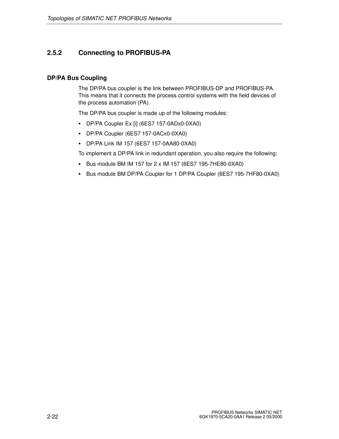 Siemens SIMATIC NET PROFIBUS manual Connecting to PROFIBUS-PA, DP/PA Bus Coupling 