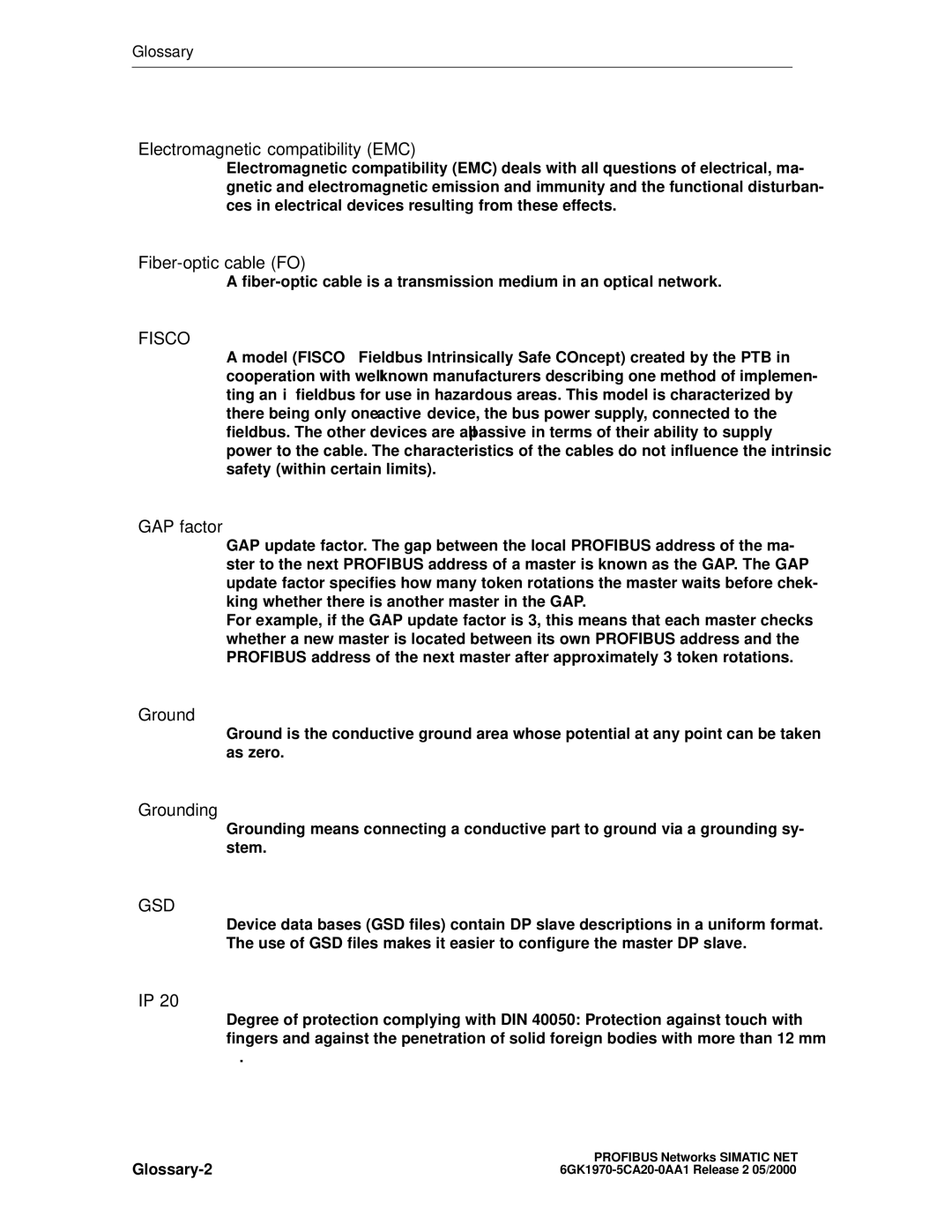 Siemens SIMATIC NET PROFIBUS manual GAP factor, Ground 