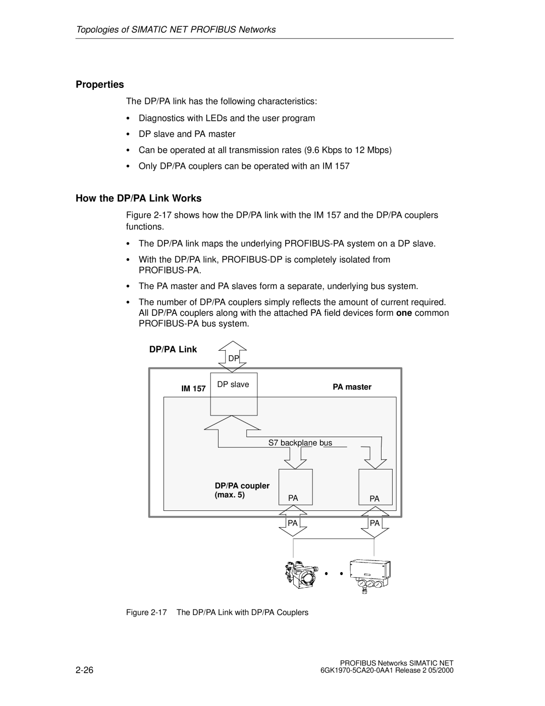 Siemens SIMATIC NET PROFIBUS manual Properties, How the DP/PA Link Works, PA master, DP/PA coupler Max 