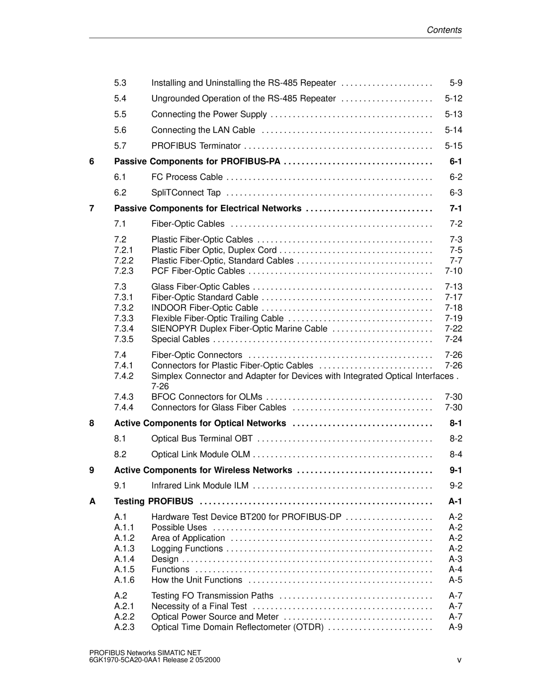 Siemens SIMATIC NET PROFIBUS manual Passive Components for Electrical Networks, Passive Components for PROFIBUS-PA 