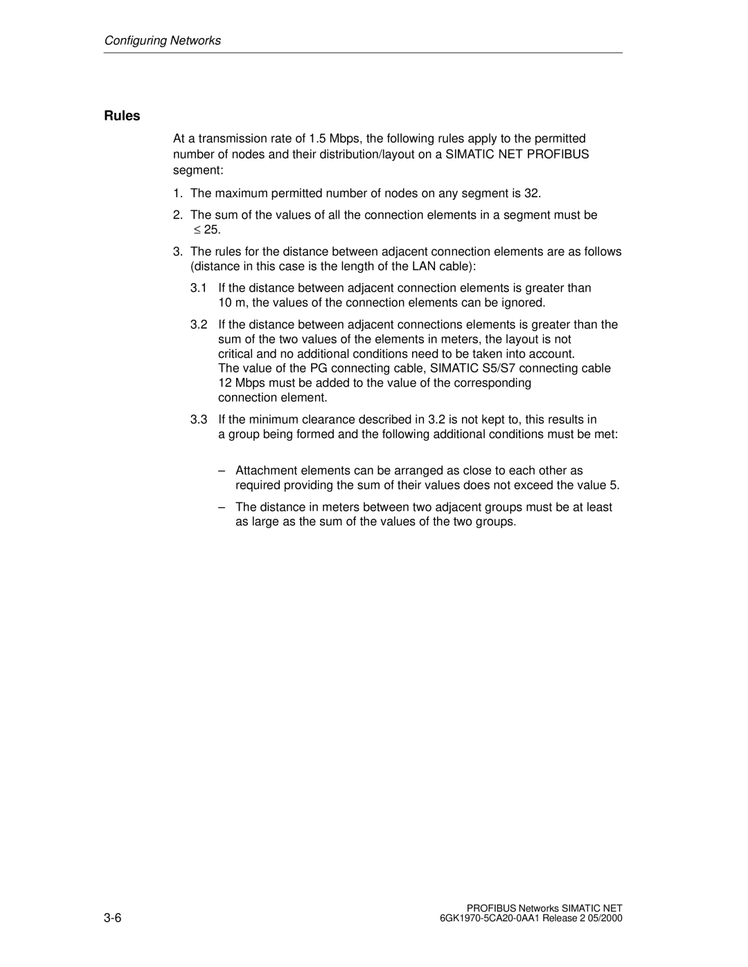 Siemens SIMATIC NET PROFIBUS manual Rules 