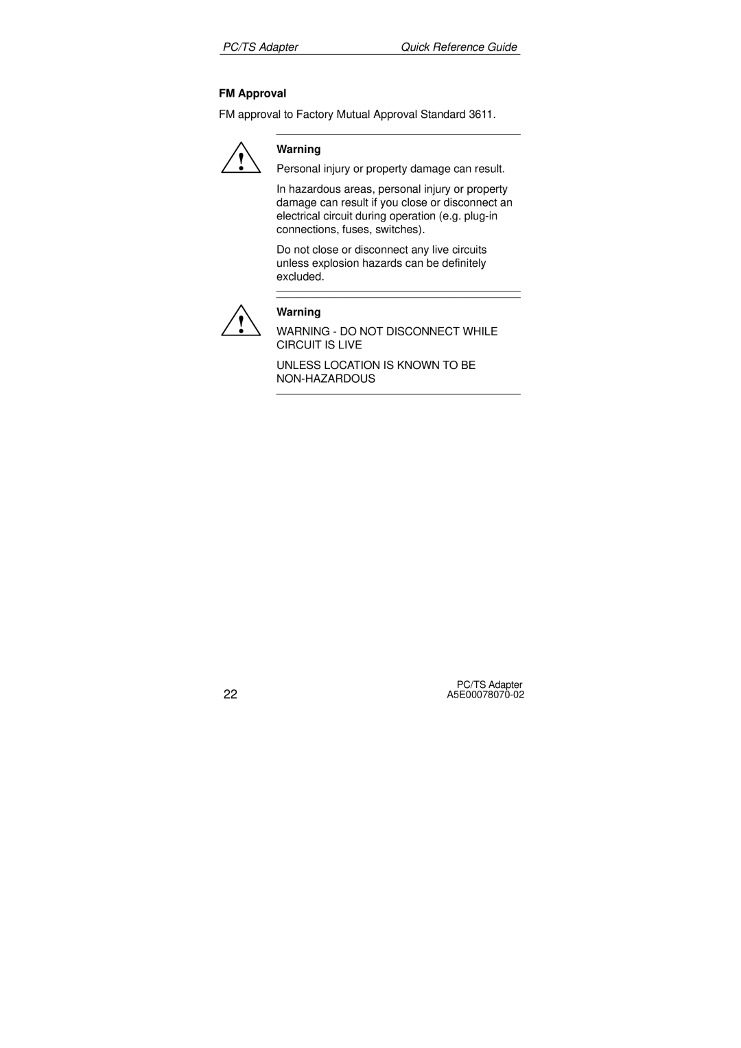 Siemens SIMATIC PC Adapter TS Adapter manual FM Approval 