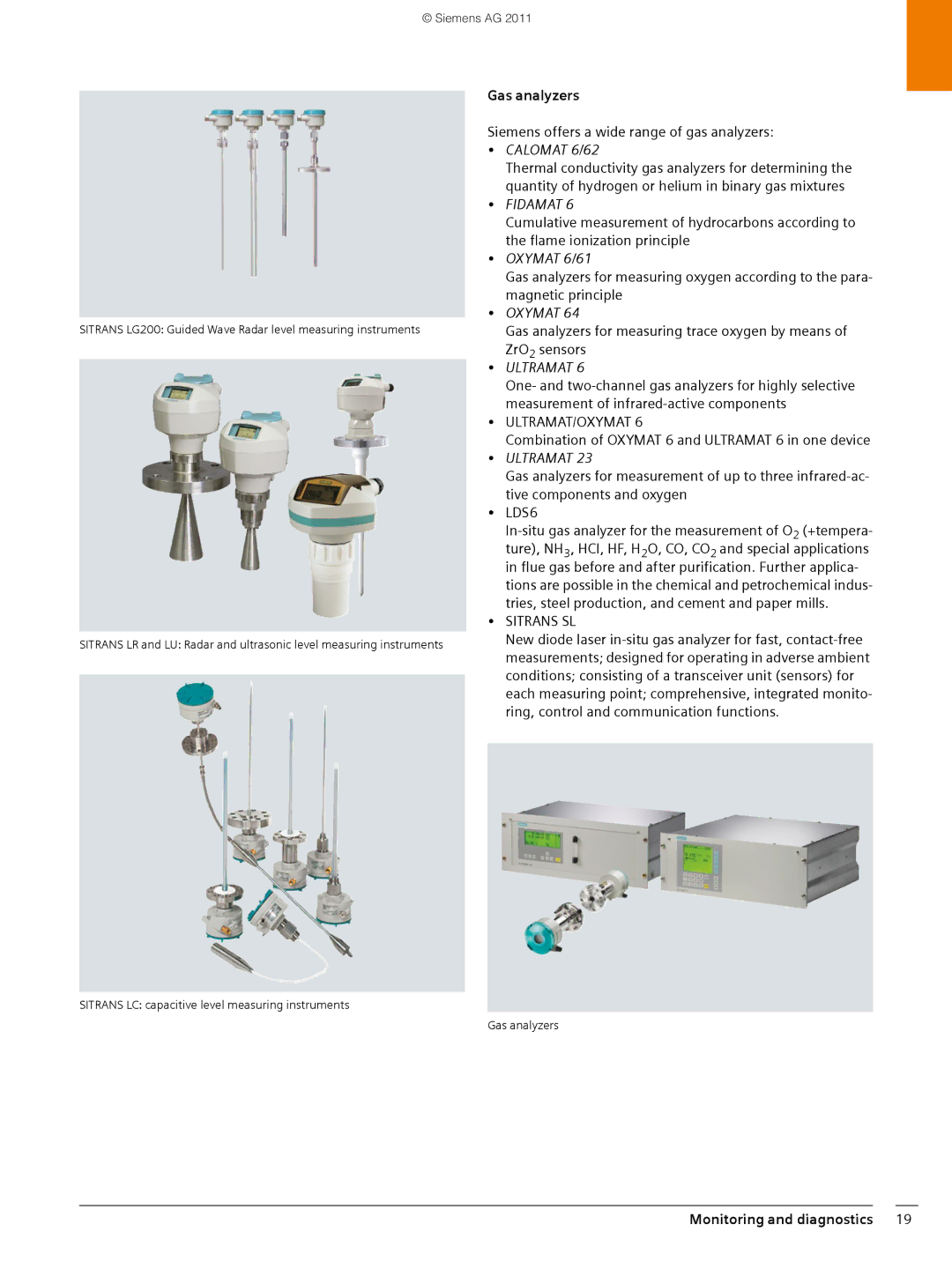 Siemens SIMATIC PCS 7 brochure Gas analyzers, Calomat 6/62 