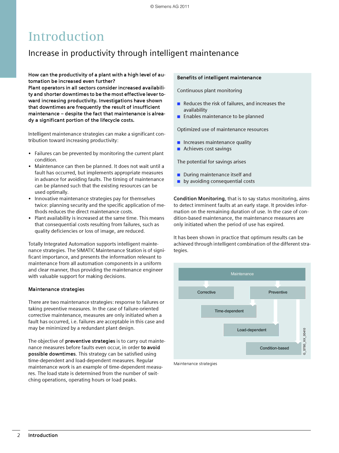 Siemens SIMATIC PCS 7 Increase in productivity through intelligent maintenance, Maintenance strategies, Introduction 