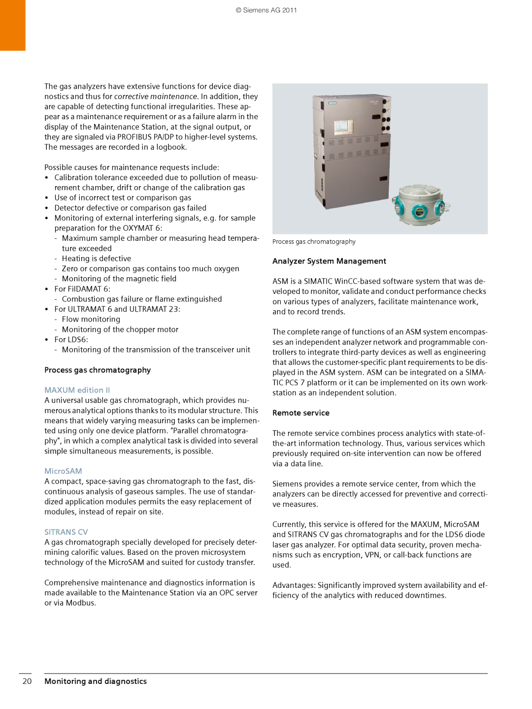 Siemens SIMATIC PCS 7 Process gas chromatography, Maxum edition, MicroSAM, Analyzer System Management, Remote service 