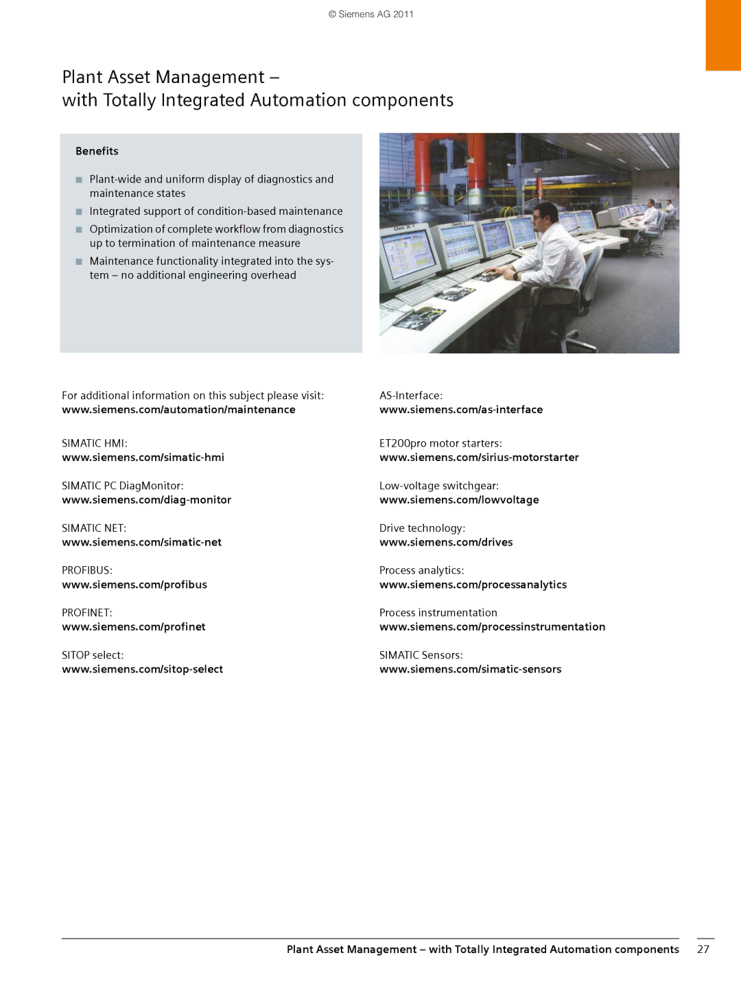 Siemens SIMATIC PCS 7 brochure Benefits 