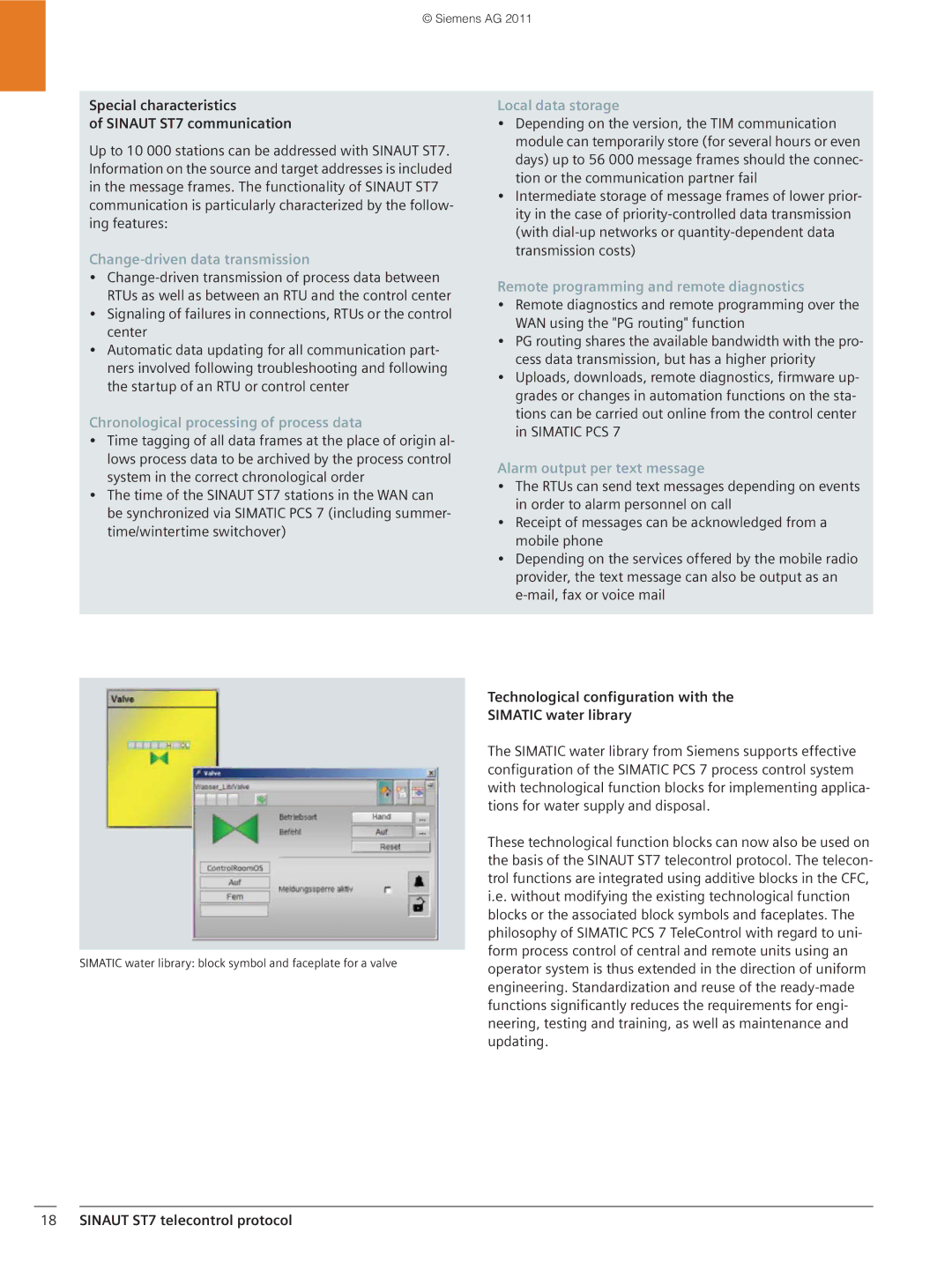 Siemens SIMATICS PCS7 brochure Special characteristics Sinaut ST7 communication 