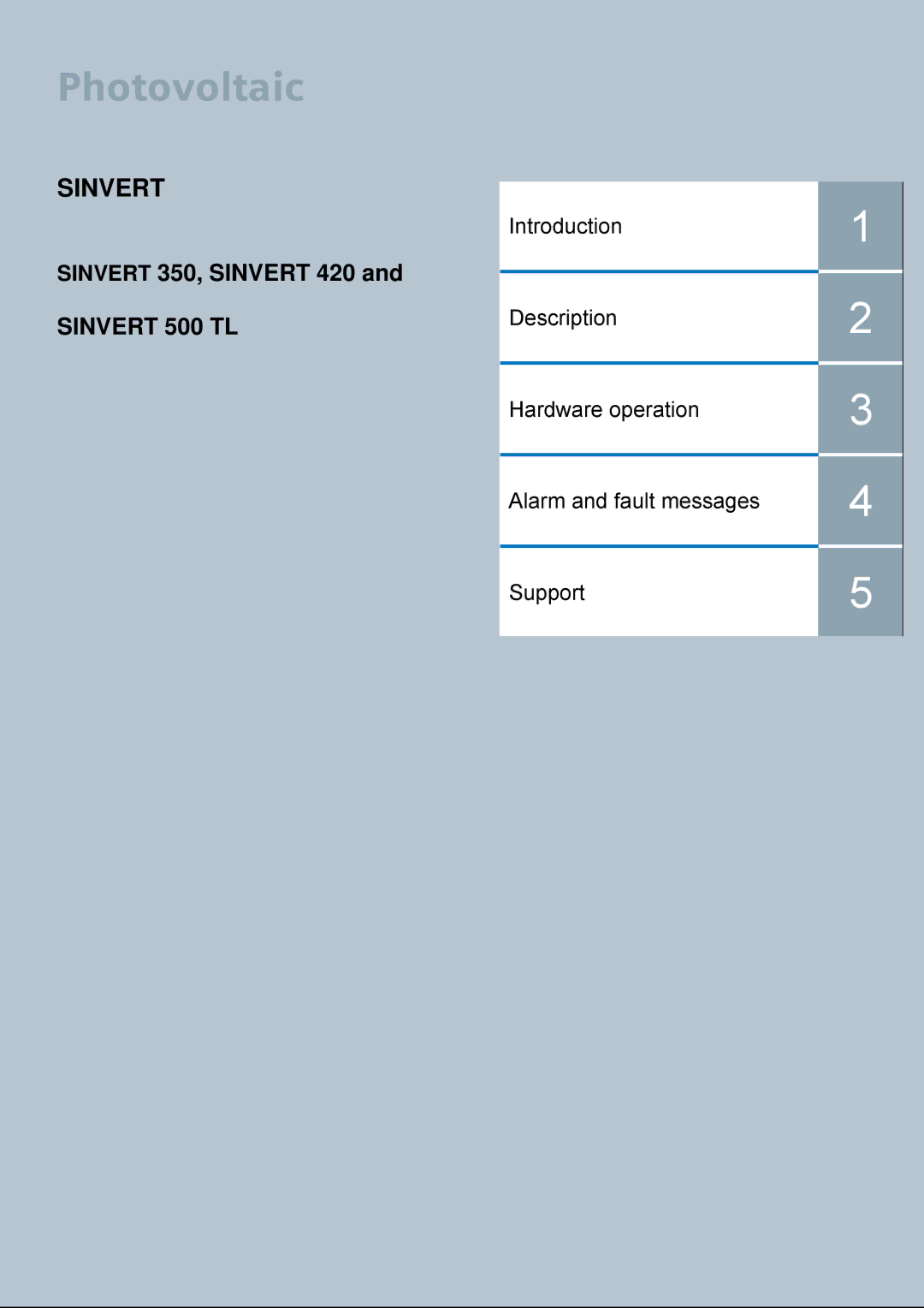 Siemens SINVERT 350 manual Photovoltaic 