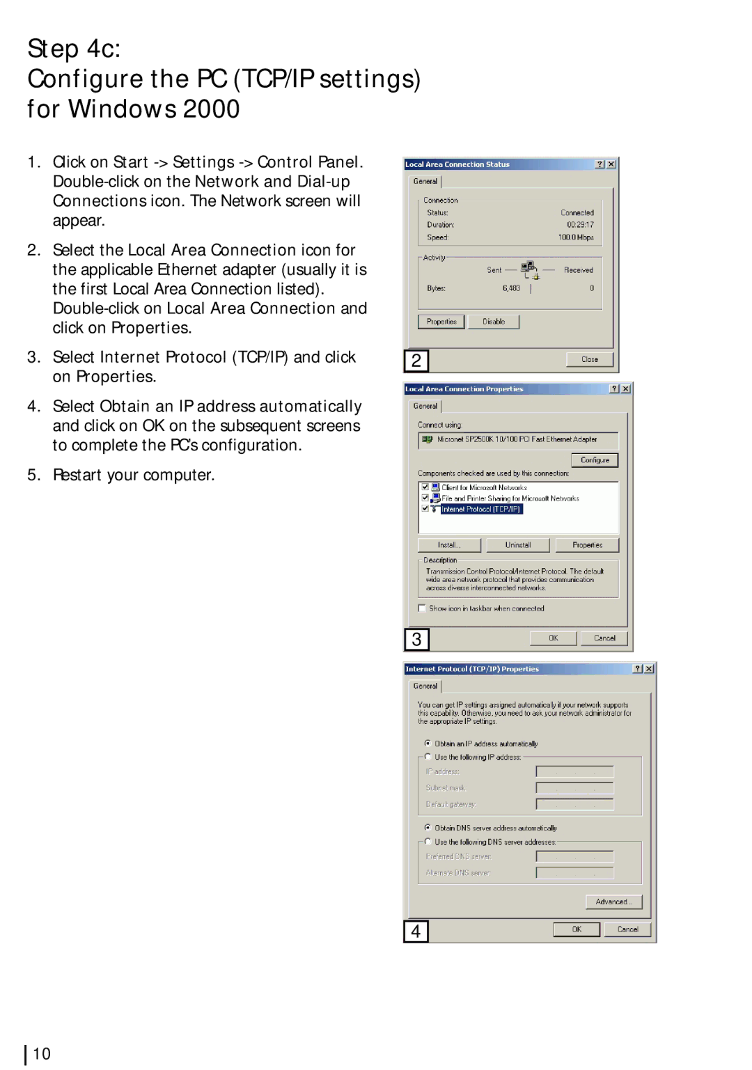 Siemens SL2-141-I quick start Configure the PC TCP/IP settings for Windows 