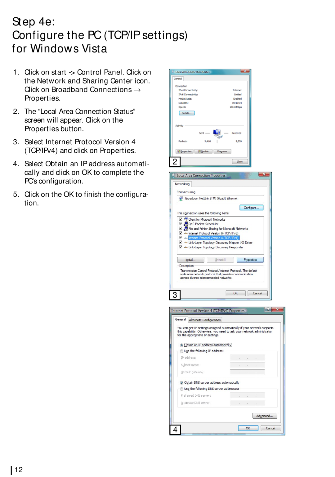 Siemens SL2-141-I quick start e Configure the PC TCP/IP settings for Windows Vista 