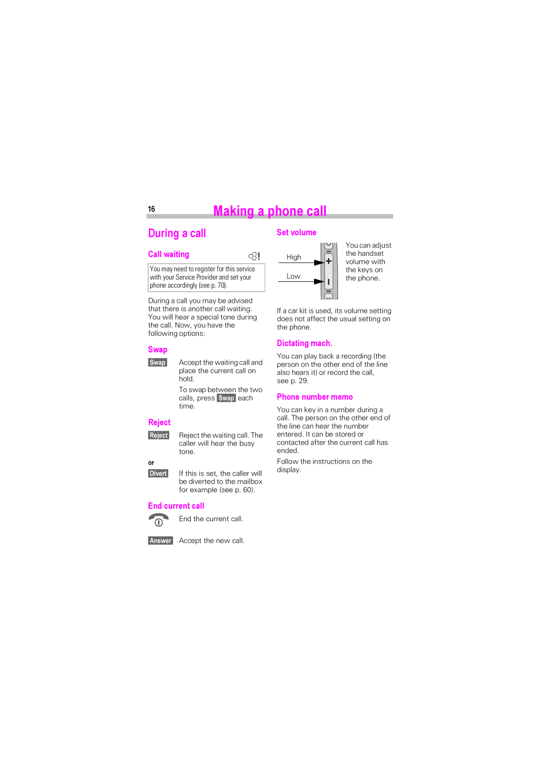 Siemens SL45i, SL42 manual During a call 