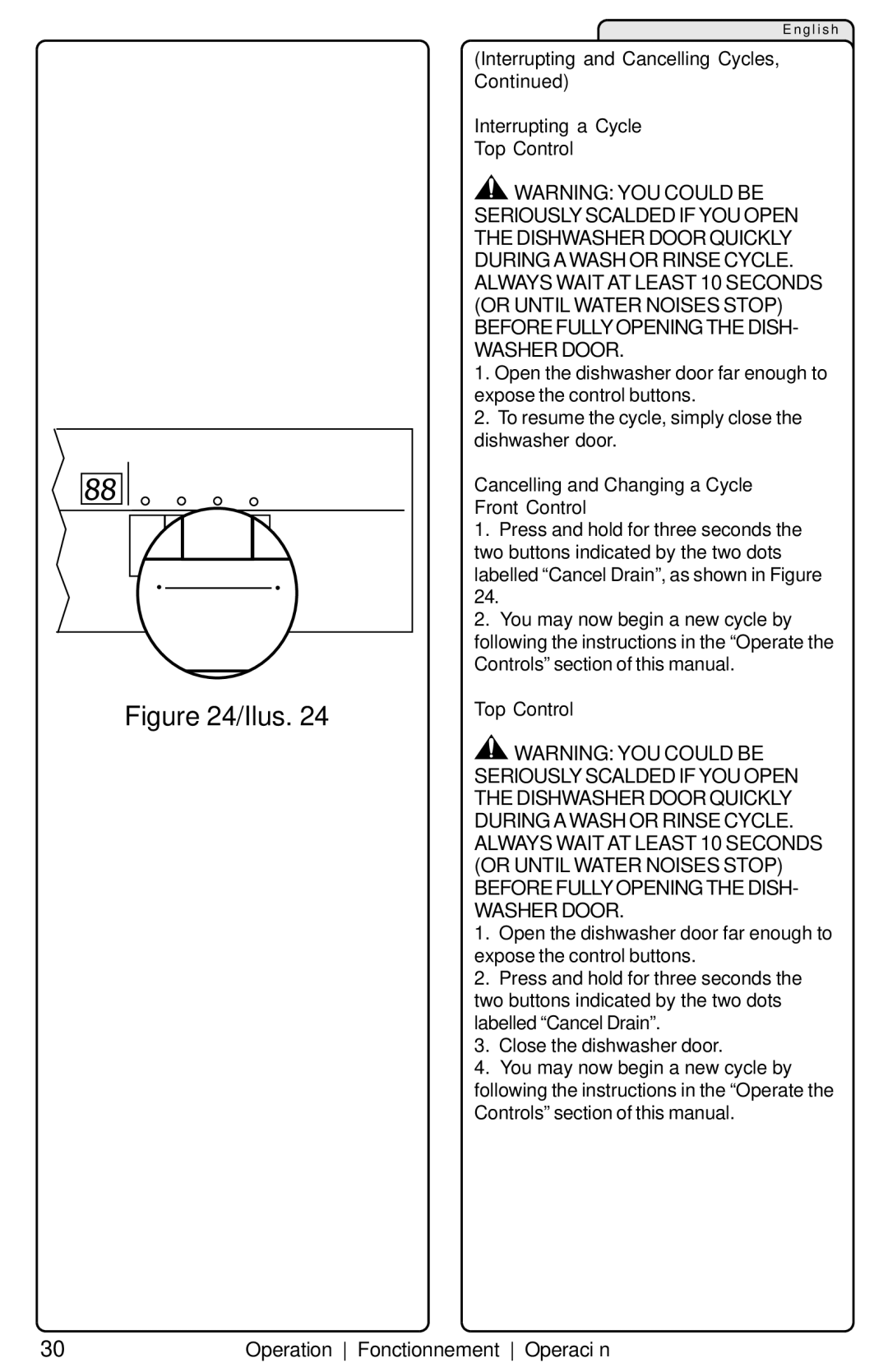 Siemens SL84A, SL95A, SL34A manual Ilus, Cancelling and Changing a Cycle Front Control 