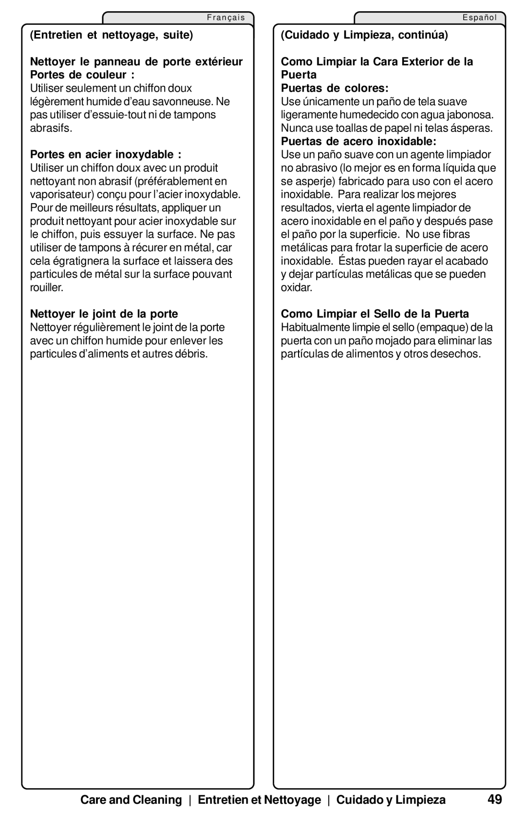 Siemens SL34A, SL95A, SL84A manual Puertas de acero inoxidable 