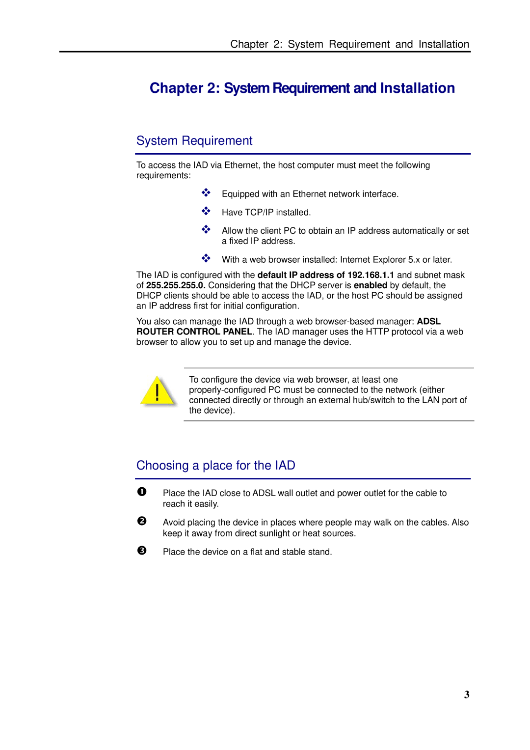 Siemens SLI-5310-I IAD manual System Requirement, Choosing a place for the IAD 