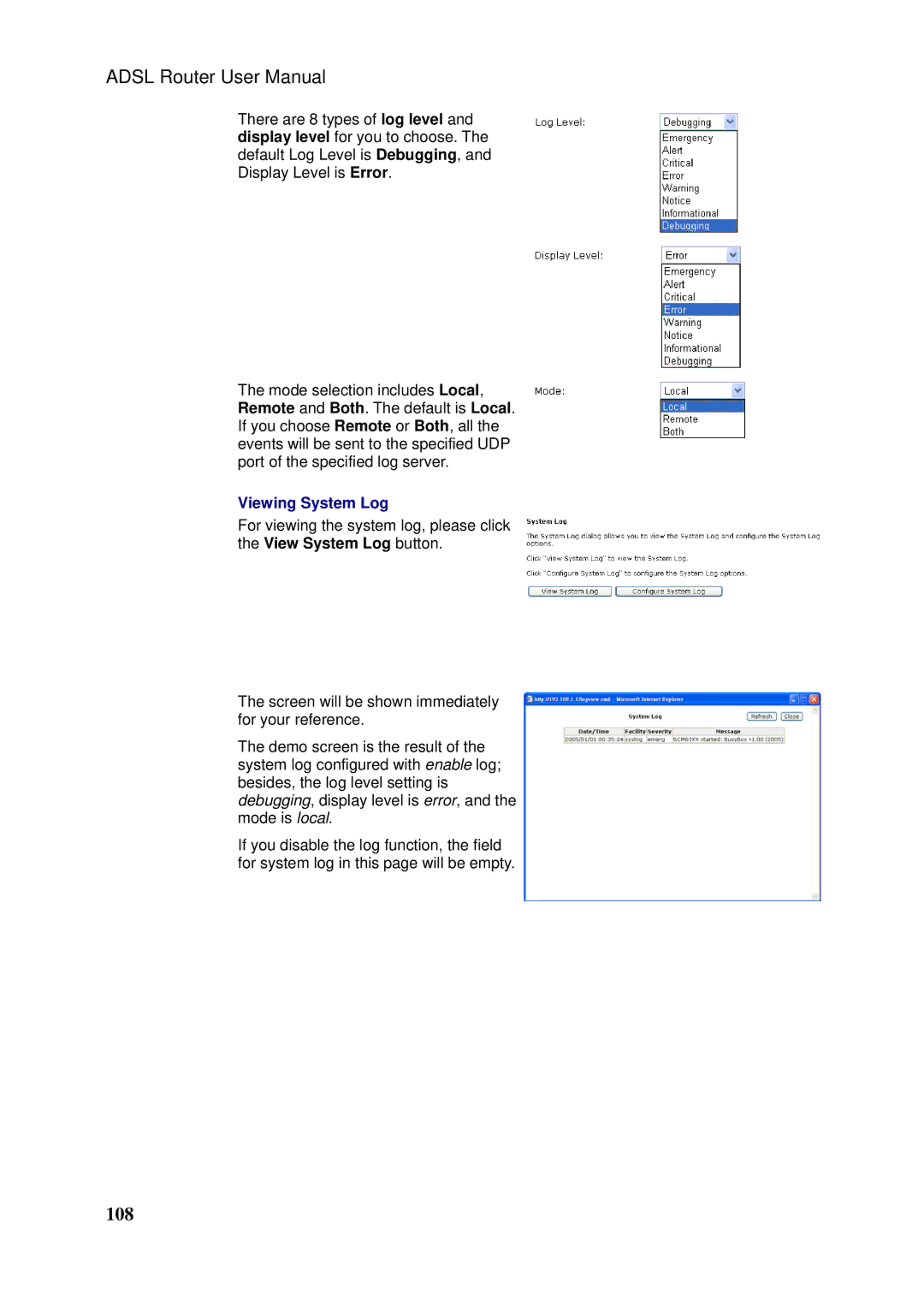 Siemens SLI-5310-I IAD manual Viewing System Log 