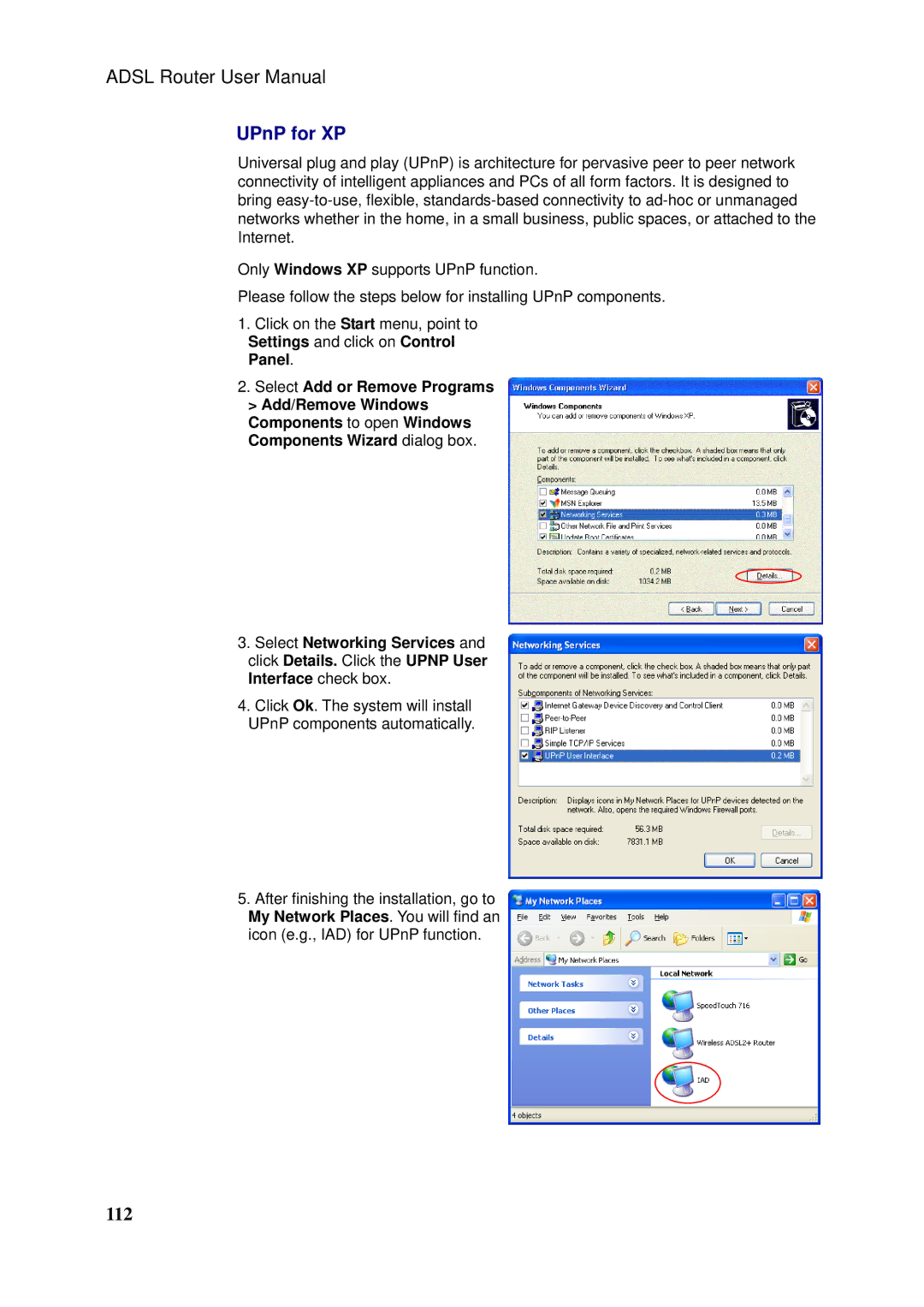 Siemens SLI-5310-I IAD manual UPnP for XP, 112 