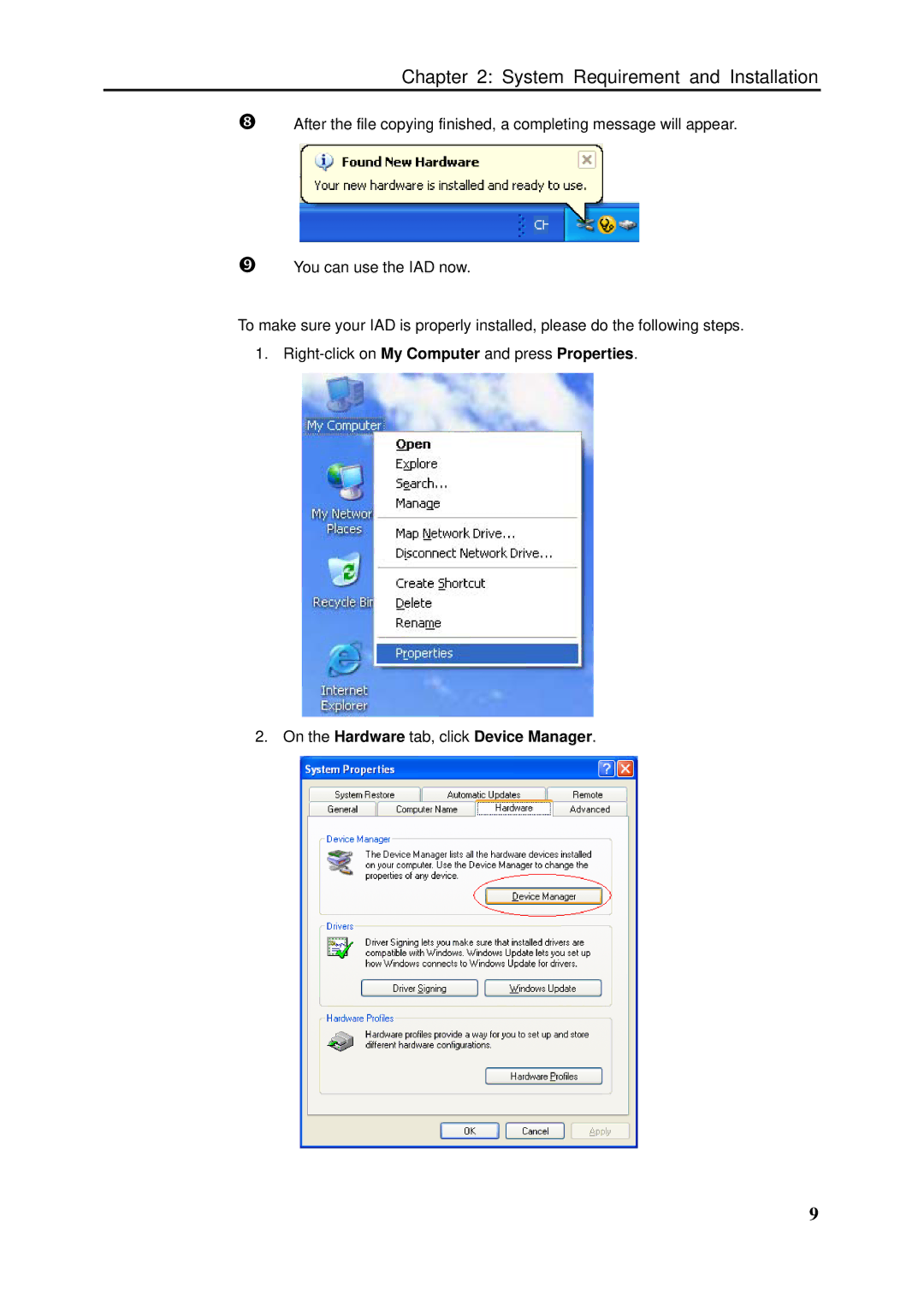 Siemens SLI-5310-I IAD manual On the Hardware tab, click Device Manager 